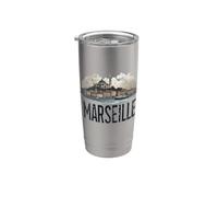 Souvenir rétro paysage de Marseille vintage Gobelet isotherme en acier inoxydable double paroi