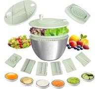 Souvik Essoreuse à Salade en Acier Inoxydable 5L, Grande Spinner a Salade avec Couvercle, Base Antidérapante, Salad Spinner pour Laver et Bouton d'arrêt, pour Laver et égoutter Les Salades