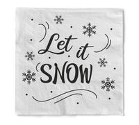 Sovie HOME Serviettes « Let It Snow » en tissu, 3 couches, 33 x 33 cm, pliées en 1/4, serviettes d'hiver blanches avec cristaux de glace en filigrane