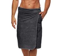 Sowel® Paréo de sauna pour homme L/XL, 100 % coton bio, serviette de sauna avec fermeture Velcro, 60 x 160 cm, anthracite/anthracite