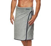 Sowel Paréo de sauna pour homme XXL, 100 % coton bio, serviette de sauna avec fermeture , serviette de sauna 60 x 160 cm, gris/bleu marine, XXL