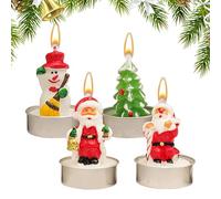 Soy Candles Lot de bougies parfumées de Noël - Bonhomme de neige, Père Noël, pomme de pin - Décoration de table longue durée