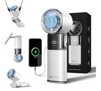 SP Space Player Ventilateur Portable à Refroidissement Rapide · Ventilateur à Main Rechargeable 9000mAh · 100 Niveaux · Câble Type-C Intégré · Écran LED · Inclinable 135° - Blanc