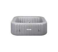 Spa Gonflable Carré Extérieur 4-6 Personnes 185x66cm Avec Couverture PVC Gris