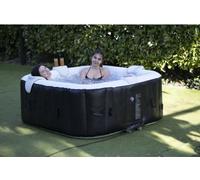 Spa Gonflable SunSpa, 6 Places, 185 x 65 cm, Carré, Avec Bandeau LED, AC02-LED, Avec Filtre, Cadenas et Tapis de Sol