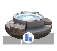 Spa portable Netspa semi-rigide Vita Premium rond Bulles 4-6 places avec mobilier + 3 cartouches de filtration