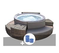 Spa portable Netspa semi-rigide Vita Premium rond Bulles 4-6 places avec mobilier + 3 cartouches de filtration