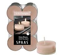 Spaas 12 Maxi Clearlights parfumées, bougies chauffe-plats cup transparente, ± 8 heures - Cotton Blossom