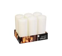 Spaas - 6 Bougies Piliers Cylindre 80/200 mm, 100 Heures, Non-Parfumée - Blanc
