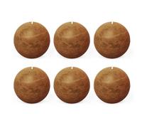Spaas 6x Bougie Boule Rustique 80 mm 24h - cognac