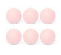 Spaas 6x Bougie Boule Rustique 80 mm 24h - rose clair