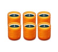 Spaas 6x Bougie non-parfumée en verre Marrakesh texturé, ±55h - orange