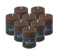 Spaas 8x Bougie Pilier Rustique 70/95 mm 35h - brun foncé