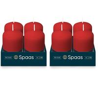 Spaas - Bougie Pilier Cylindre 50/80 mm, 18 Heures, Non-Parfumée - Rouge (Lot de 2)