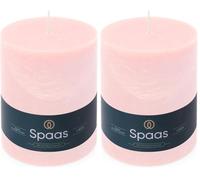 Spaas Bougie Pilier Rustique 100/130 mm 95h - rose clair (Lot de 2)