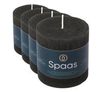 Spaas Bougie Pilier Rustique 70/70 mm 25h - noir (Lot de 4)