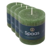 Spaas Bougie Pilier Rustique 70/70 mm 25h - vert foncé (Lot de 4)