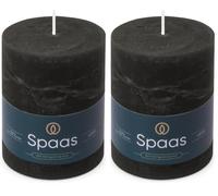 Spaas Bougie Pilier Rustique 80/110 mm 65h - noir (Lot de 2)