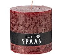 Spaas Bougie Pilier Rustique Non-parfumée 100/100 mm, ± 75 Heures - vin Rouge
