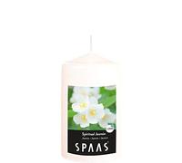Spaas Lot de 12 bougies piliers cylindriques parfumées 60/100 mm ± 25 heures Jasmin spirituel