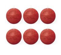 Spaas Lot de 6 Bougies Boules rustiques Non parfumées en Cire de Paraffine Rouge