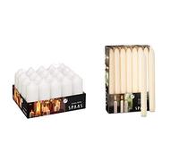 Spaas Paquet de 20 Bougies Piliers Cylindre 40/110 mm, ± 13 heures, non-parfumée - blanc & 14 Bougies de ménage dîner 21/220 mm, ± 8 heures - ivoire