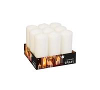 SPAAS Paquet de 9 Bougies Piliers Cylindre 60/150 mm, ± 45 heures, non-parfumée - blanc