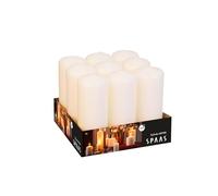 SPAAS Paquet de 9 Bougies Piliers Cylindre 60/150 mm, ± 45 heures, non-parfumée - ivoire