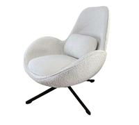 SPACE - Fauteuil rotatif en tissu teddy blanc Blanc