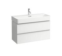 Space meuble 93x52 a/2 tiroires, noyer clair a/poignée alu claire - LAUFEN H4102021601011