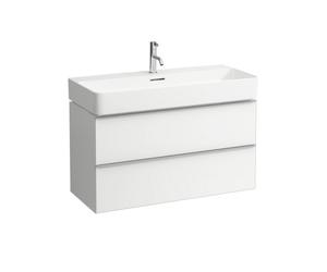 Space meuble 93x52 a/2 tiroires, noyer clair a/poignée alu claire - LAUFEN H4102021601011