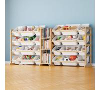 SpaceAid Grand organisateur de rangement de jouets avec 24 bacs et 3 étagères, organiseur de jouets, étagère de rangement pour enfants, bibliothèque pour chambre à coucher, salle de jeux, décoration