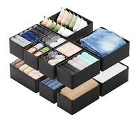 SpaceAid Lot de 12 organiseurs de tiroir pour vêtements, sous-vêtements, chaussettes (noir)