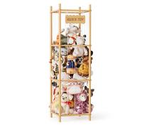 SpaceAid Organiseur de rangement pour animaux en peluche, support de rangement pour animaux en bois, grande capacité pour l'organisation de la salle de jeux, 40,1 cm de large, naturel