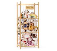 SpaceAid Organiseur de rangement pour animaux en peluche, support de rangement pour animaux en bois, grande capacité pour l'organisation de la salle de jeux, 58 cm de large, naturel