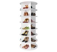 SpaceAid Tour à chaussures rotative à 7 niveaux, présentoir à chaussures rotatives Lazy Susan, carrousel de rangement rond à 360°, sac à main vertical rotatif à chaussures (7 niveaux, blanc)