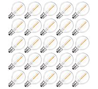 SpacelumenLot de 25 ampoules LED de rechange G40 en plastique, 1 W, culot à vis E12/C7, ampoules Edison rondes blanc chaud 2200 K pour guirlandes lumineuses d'intérieur et d'extérieur