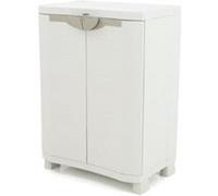 SPACESAVER 70 PLASTIKEN Armoire basse 2 portes avec etageres - l 70 x p 45 x h 100 cm - Gamme Space SAVER - Interieur et Exterie Neutre G