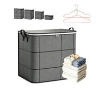 Spacious Moving Storage Bin, Extra Large Quilt Storage Bag, Moving Bags with Reinforced Handles and Sturdy Zippers, Foldable Clothes Organizer for Bedding, Sweaters and Comforters (L)