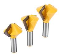 Spacnana Birdsmouth Router Bit Set Carbure Colle Joint Router Bit 3 Pièces 1 2 Pouce Tige 6 8 12 Côtés pour Bois Massif Bois Aggloméré Massif