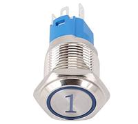 Spacnana Bouton Poussoir Rond Plat de 16 Mm, Réinitialisation, 2 Pièces, | Actionneur métallique momentané, borne 1NO 1NC à 5 broches, boîtier scellé IP65, éclairage annulaire LED, montage sur