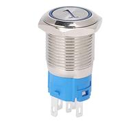 Spacnana Bouton Poussoir Rond Plat de 16 Mm, Réinitialisation, 2 Pièces, | Actionneur métallique momentané, borne 1NO 1NC à 5 broches, boîtier scellé IP65, éclairage annulaire LED, montage sur