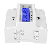 Spacnana Compteur D'énergie pour Rail DIN, triphasé 4 Fils écran LCD | Moniteur de consommation d\'énergie, affichage 6 + 2 chiffres anti-interférence, lecture de puissance active 50 60 Hz