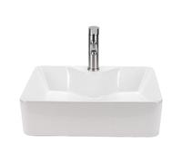 Spacnana Lavabo Rectangulaire en Céramique, évier de Salle de Bains | Drain Pop-up à Bouton-poussoir Inclus, Céramique émaillée Résistante aux Rayures, Vanne D'angle pour Eau Chaude et Froide,
