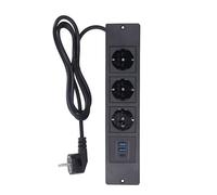Spacnana Multiprise Encastrée, Prise de Bureau, Passe-Fil d'alimentation pour Meubles avec 3 Prises, 20 W USB C, Charge Rapide, 2 Ports USB A, pour Table de Conférence, canapé, Table de (Black)
