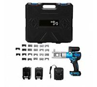 Spacnana Outil de Sertissage Hydraulique alimenté par Batterie 90KN avec 12 Matrices 2 Batteries 5000mAh pour le Sertissage des Bornes de Fil (Prise UE)
