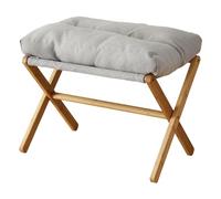Spacnana Tabouret Doux rembourré avec Repose-Pieds Pliable avec Coussin en Velours épais et Pieds en X en Bambou Robustes pour Salon, Chambre à Coucher, Bureau, Dressing 47 X 37 38,1 Cm (Gray)