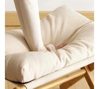 Spacnana Tabouret Doux rembourré avec Repose-Pieds Pliable avec Coussin en Velours épais et Pieds en X en Bambou Robustes pour Salon, Chambre à Coucher, Bureau, Dressing 47 X 37 38,1 Cm (Beige)