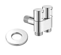 Spacnana Valve D'angle à Double Sortie, 1 Entrée 2 Sorties (Galvanoplastie) | Vanne à Double Commande, Acier Inoxydable, Filetages Mâles G1 2, Tuyau de Toilette, Tuyau de Machine à Laver, Poignées