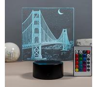 SpadinsLaserDreams Golden Gate Bridge Lampe LED - Veilleuse décorative San Francisco - Signe de repère américain - Cadeau de voyage - Décoration de salon - 16 couleurs à intensité variable